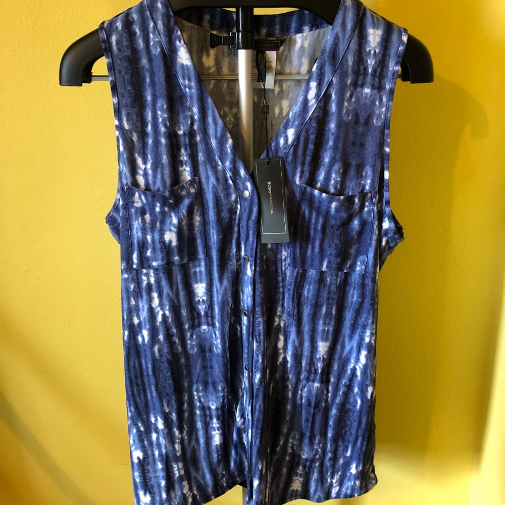 NWT BCBG blue tie dye tank top